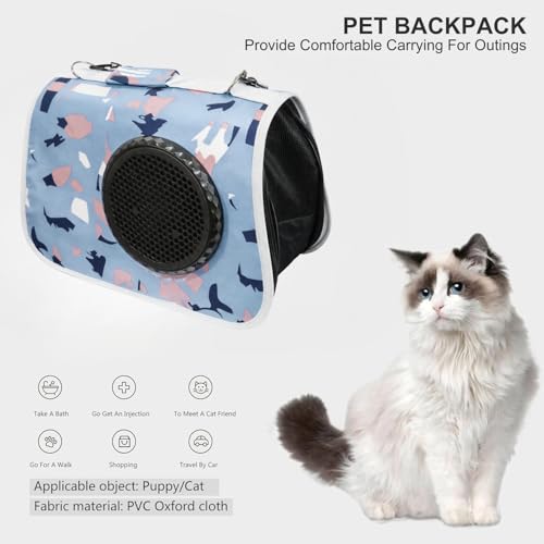 Image of Cawypety Cat Backpack Carrier, Breathable Cat Carrier Pet Backpack for Kitty Small Dog Up to 15Lbs, Transparent & Foldable Pet Carrier for Travel Hiking (Blue, Window)