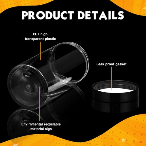 Image of Patelai 4 Pcs Plastic Jars Wide Mouth with Lids,12 Ounce,Black