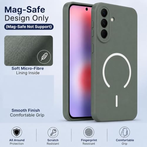 Image of SBMS Silicone Back Cover Case for Samsung Galaxy A57 5G | Soft Micro-Fibre Lining Inside | Magsafe Print On Back Side Camera Protection Bump | Shockproof Case Samsung Galaxy A57 5G (Green)