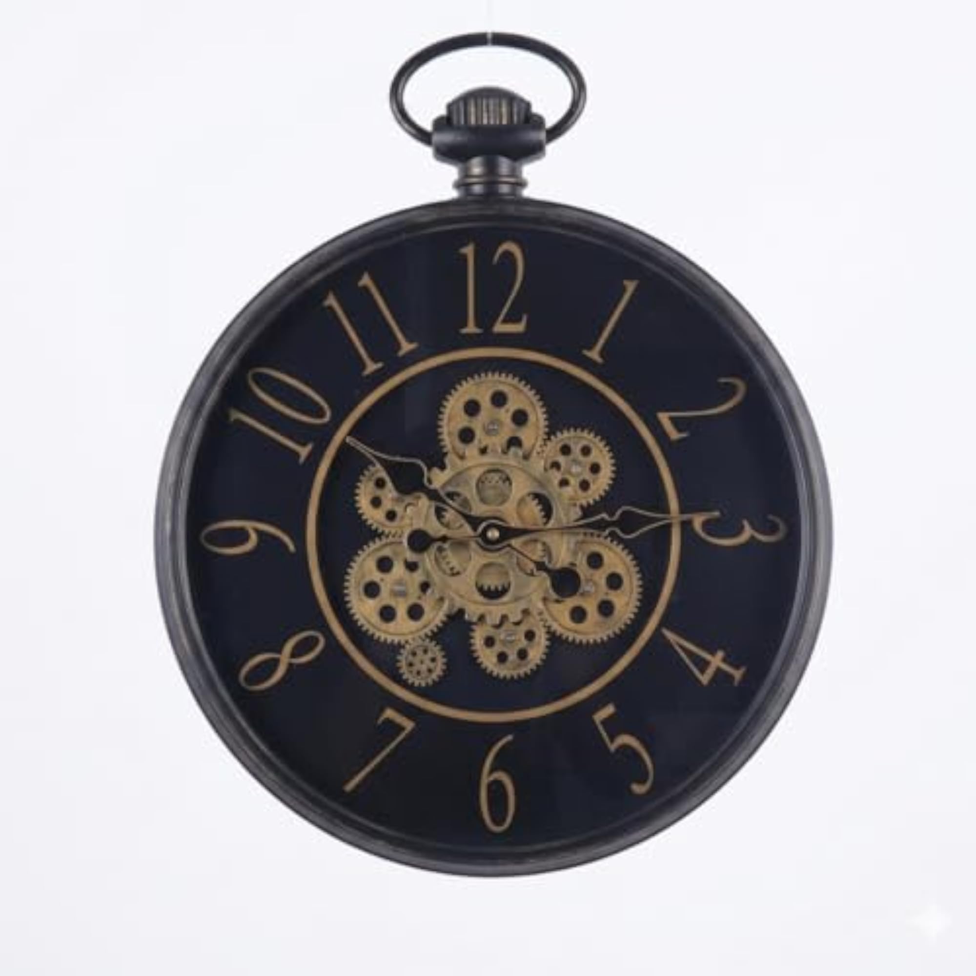 Large Decorative Wall Clock with Moving Gear