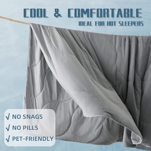 DOWNCOOL Cooling Comforter Twin Size, Grey Cooling Blanket for Hot Sleeper - image 6