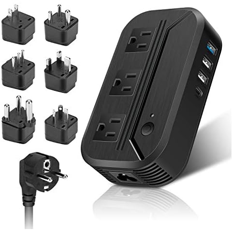 Voltage Converter with 3 AC Outlets and 3 USB Ports Cover
