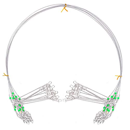 SETLUX Wire Trace Leader Rig Stainless Steel 30x 2 Arms Fishing Rigs Tackle Lure Swivel Snaps Beads