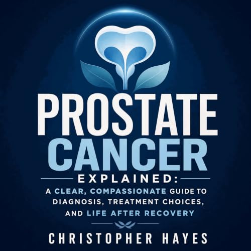 Diseño de la portada del título Prostate Cancer Explained: A Clear, Compassionate Guide to Diagnosis, Treatment Choices, and 