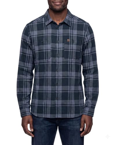 Image of DANISH ENDURANCE Flannel Shirt Men, 100% Organic Cotton Brushed Flannel Shirt, Relaxed Fit, Long Sleeve Navy L