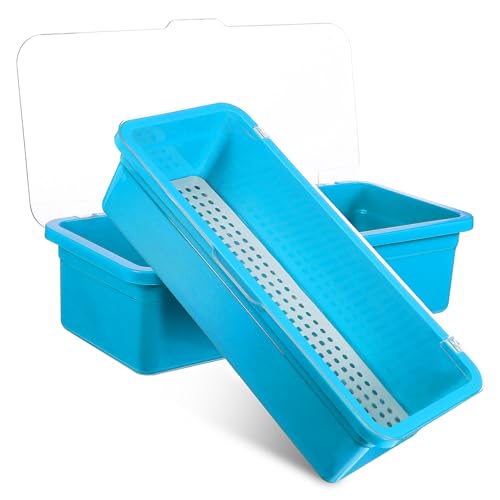 KOCKSHION Organizer Per Utensili Con Coperchio in Plastica Rigida, Contenitore Portaposate Con Scolapiatti Integrato, Set 2 Pezzi Per Cucina e Piano Di Lavoro