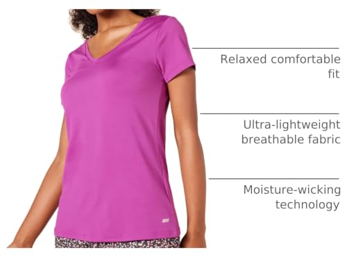 Image of Amazon Essentials Women's Active Quick Dry Tech Stretch Short-Sleeve V-Neck T-Shirt, Moisture-Wicking, Pack of 2