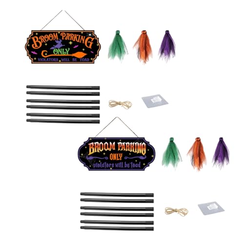 Plaque stationnement balais bois Halloween déco porche durable - 7