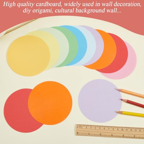 SOFPLATE 100 peças de recortes redondos de papel para sala de aula, círculo, sortidos, pontos colori