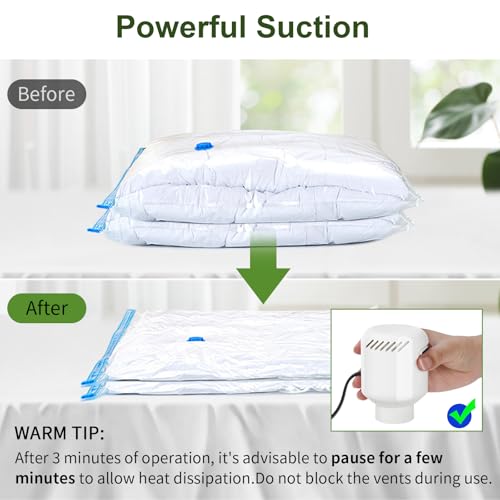 Image of LISACOOL Portable Vacuum Pump Electric Pump Storage Bags for Various Vacuum | 80%Space Saver,Travel Packing Essential&Luggage Space Saving,Seasonal Clothing & Bedding Storage,Dorm Organizing Fast