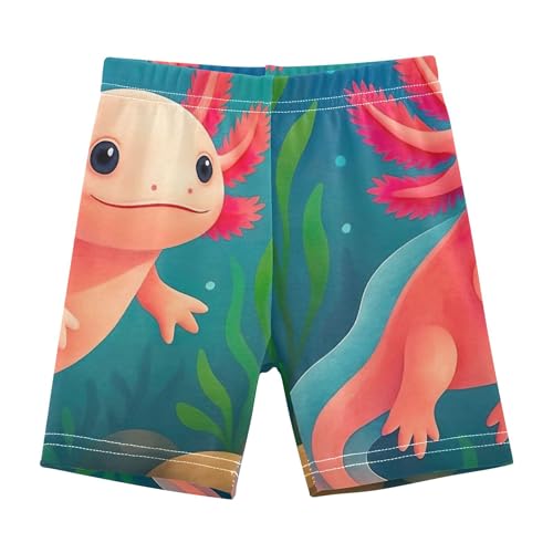 Joisal Girls' Biker Shorts Toddler Cotton Shorts for Under Skirts Watercolor Axolotl Underwater Baby Summer 4t