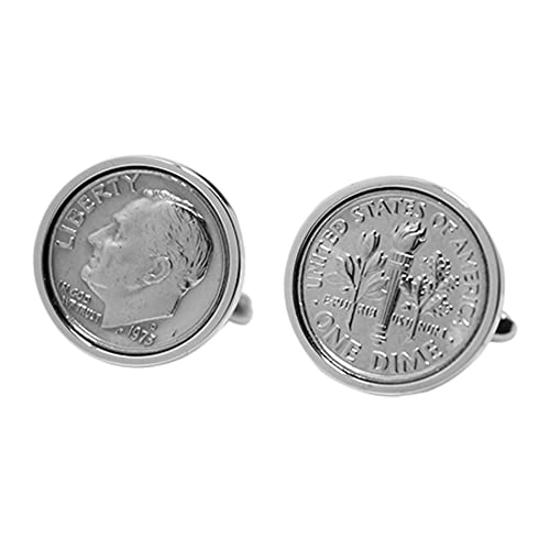 Worldcoincufflinks Rhodium Plated 50Th Birthday/Anniversary For Men 1973 Genuine In Silver Box #TOP30