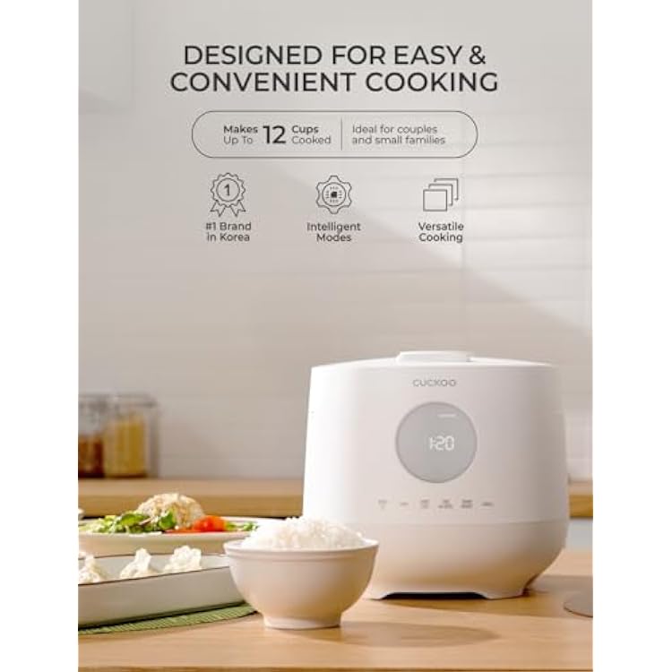CUCKOO Micom Rice Cooker 6 Cup Uncooked / 12 Cup Cooked, Korean Fuzzy Logic Rice Cooker with Steam Tray, Versatile Food Steamer & Warmer with Non-Stick Inner Pot, Rice Maker, White (CR-0661F)