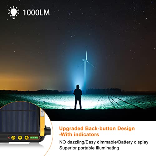 MEIKEE Led Arbeitsleuchte 10000MAH Solarladung USB Aufladung 4 Modi 5 Helligkeiten Campinglampe Handy-Ladefunktion Akku Lamp für Garage, Reparatur, Camping, Baustelle, Angeln
