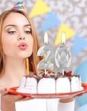 mciskin Silver 21st Birthday Candles, 21st Birthday Decorations for Girl Boy,3D Number 21 Candles for Cake, Pearl Silver Candle Cake Topper Decorations for Birthday Party Weddings Anniversary Supplies - Image 4
