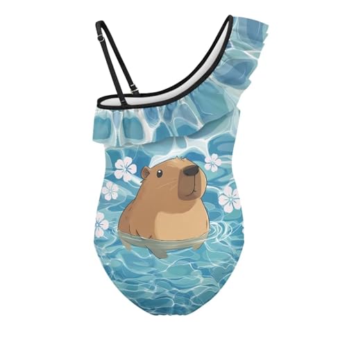Image of Girls One Piece Swimsuits Size 3-14 Trendy Ruffle Bathing Suit Casual Hawaiian Summer Beach Swimwear