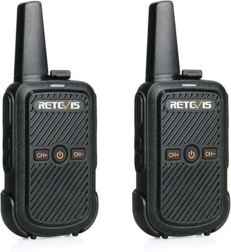 Retevis RT15 Talkie-Walkie, Rechargeables Talkies Walkies Portable Professionnelle, Son Clair, VOX, Mini Radio Bidirectionnelle Longue Portée pour Cadeaux de Famille, Camping (Noir, 1 Paire)