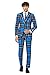 OppoSuits Mens Braveheart Party Suit-Plaid Crazy Suit,Blue,38