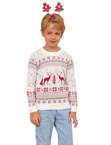 Image of Aiboria Matching Family Ugly Christmas Reindeer Snowflakes Sweater Pullover for Women /Men /Boys /Girls
