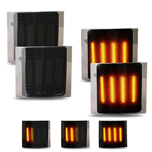 Bestview Side Marker Turn Signal Lights Led Corner Light Assembly, Chrome Housing Clear Lens For Chevy C/K C10 Pickup Truck 1500 2500 3500 1994-1998 Silverado Tahoe, Dynamic Amber, Pack Of 4 #TOP30