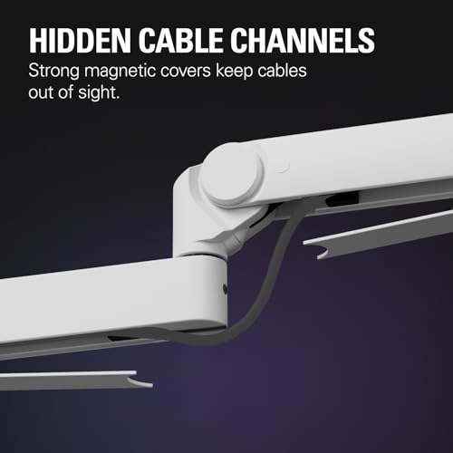 Image of Elgato Wave Mic Arm Pro White, Gas Spring Mic Arm | Supports up to 3kg, Silent gas-spring adjustment, Hidden cable channels, Padded clamp, Compatible with most mic brands