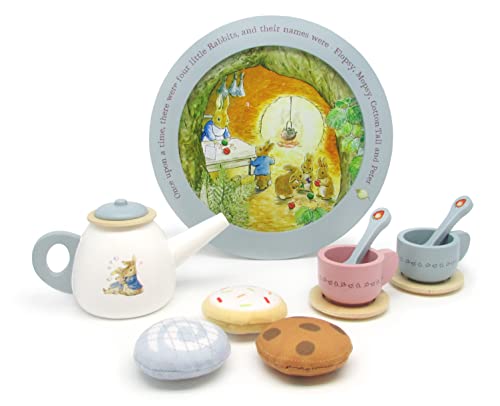 Image of Kids Preferred Beatrix Potter Peter Rabbit Wooden Tea Set for Pretend Play, 11 Pieces