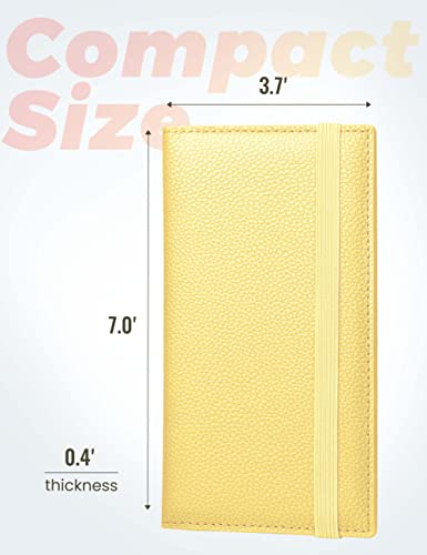 Image of Yarnic Checkbook Cover for Personal Checkbook, Checkbook Holder with Pen Holder & Built-in Clear Plastic Divider for Duplicate Checks (Yellow)