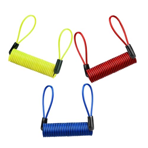 SUPVOX 3pcs Bicycle Security Reminder Cable Durable Theft Spring Lock Wire for Disc Brake Locks Safety for Motorcycles Bikes and Scooters