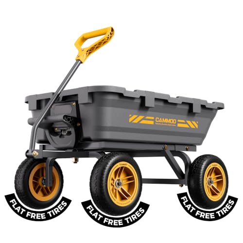Image of CAMMOO 10-in NO-Flat Tires 900lb Garden Dump Cart Wheelbarrow Garden Wagon
