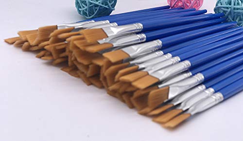 Sunkisty Children's Art Paintbrushes, Little Painting Brushes With Plastic Handle For Kids Blue (Blue 50Pcs) #TOP3