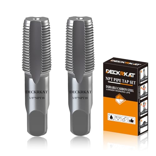 DECKRKAT 2-Piece 3/8 NPT Pipe Tap - High Carbon Steel Pipe Threading Tool 18 Threads Per Inch Precision Internal Tap for Plumbers Mechanics & DIY with Protective Case.