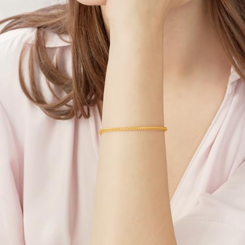 CHOW SANG SANG 999.9 24K Solid Gold Chain Bracelet – Charm-Ready Design for Women Size 16cm 90193B Price-by-Weight 5.98g Gold2