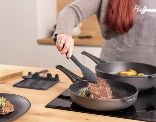 Hoffmann Nonstick Frying Pan Set (2-Piece) – PFAS-Free, Non Toxic, Made in Germany, 11" Deep + Flat Skillet with Lid, Induction Ready, Heavy Cast Aluminum (StonIQ Series) - image 5
