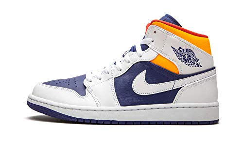 Nike Men's Air Jordan 1 Mid Royal Blue/Laser Orange, White/Laster Orange, 8