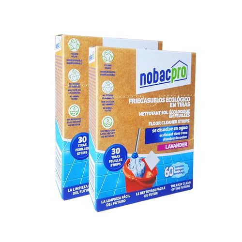NobacPro - Fregasuelos en Tiras Ecológico | 120 Lavados - 60 Tiras | Aroma Fresh Lemon | Limpiador de Suelos Vegano, Sin Plásticos, Respetuoso con Mascotas y el Medio Ambiente | Fragancia Fresca