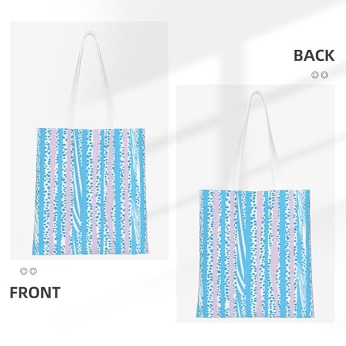 Canvas Tote Bag for Women Shoulder Tote Purse Reusable Grocery Bag Light blue striped pattern Aesthetic Shopping Bags3