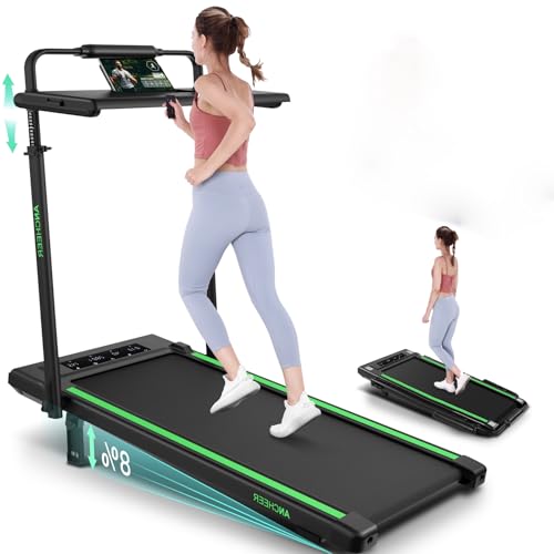 Image of ANCHEER Treadmill with 12% /15% Incline, Folding Walking Pad with Handle Bar, 320-450lb Capacity Under Desk Foldable 3.5HP Treadmills for Home /Office /Gym,Installation-Free