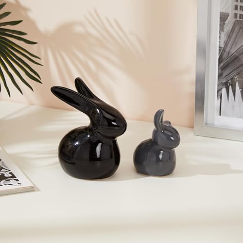 amazon basics Home Décor Ceramic Rabbit Figurines (Set of 2, Black and Grey) (B0D5MTJFM8) Amazon Price History, Amazon Price Tracker