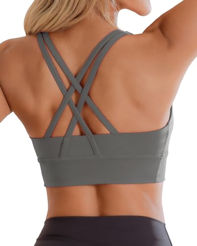 Image of Ama Larsi High Impact Strappy Sports Bra for Women | Padded Crisscross Back Supportive Running Yoga Workout Gym