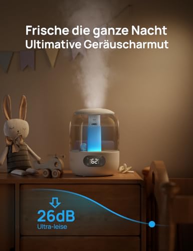 DREO Luftbefeuchters für Schlafzimmer, kühler Nebel Luftbefeuchter für Haus und großen Raum, leiser Luftbefeuchter für Baby, Nachtlicht, ätherisches Diffusor, schnelle Ultraschall Luftbefeuchters