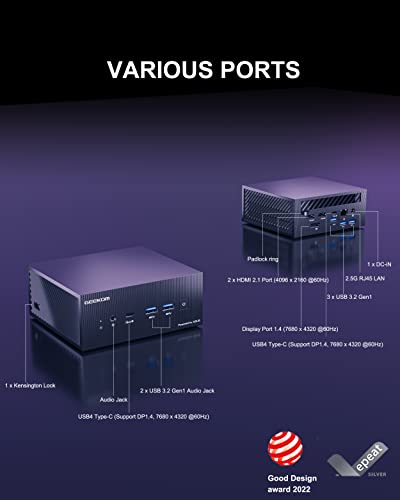 GEEKOM Mini PC AS6, ASUS AMD Ryzen9 6900HX (bis zu 4.9GHz), 32GB DDR5 1TB PCIe4.0 M.2 SSD, Support 4K@60Hz/8K UHD/WiFi 6E/BT5.2/2TB Erweiterung, Windows 11 Pro Mini Desktop Computer – Bild 6