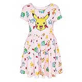 Pokemon Girl's Dress with Pikachu Sequins for Little and Big Girls 4-16, Pink, X-Large