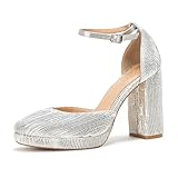 Jewel Badgley Mischka Damen Stephanie Pumps, Silberfarbener Stoff, 35 EU