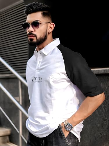 Image of Maniac || Mens || Printed ||Raglan Polo Neck || 3 /4th Sleeve || Cotton ||Oversized ||Polo T-Shirt