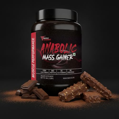Image of Anabolic Mass Gainer 1kg Irish Chocolate | High Protein & Carbs, Calorie Added Multi-Vitamins, Probiotics & Enzymes, Cereal Based Bulk Gainer, For Muscle Gain