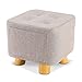 HH-CC Otomany kwadratowy drewniany podnóżek, otomana, stołek na buty na zmianę ze zdejmowaną lnianą poszewką, niski tapicerowany stołek na sofę, niski taboret sofa (kolor: C)