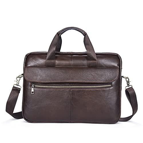 JSEIAJB Men's Bag Business Men Business Briefcase Solid Color Cowhide Handbag