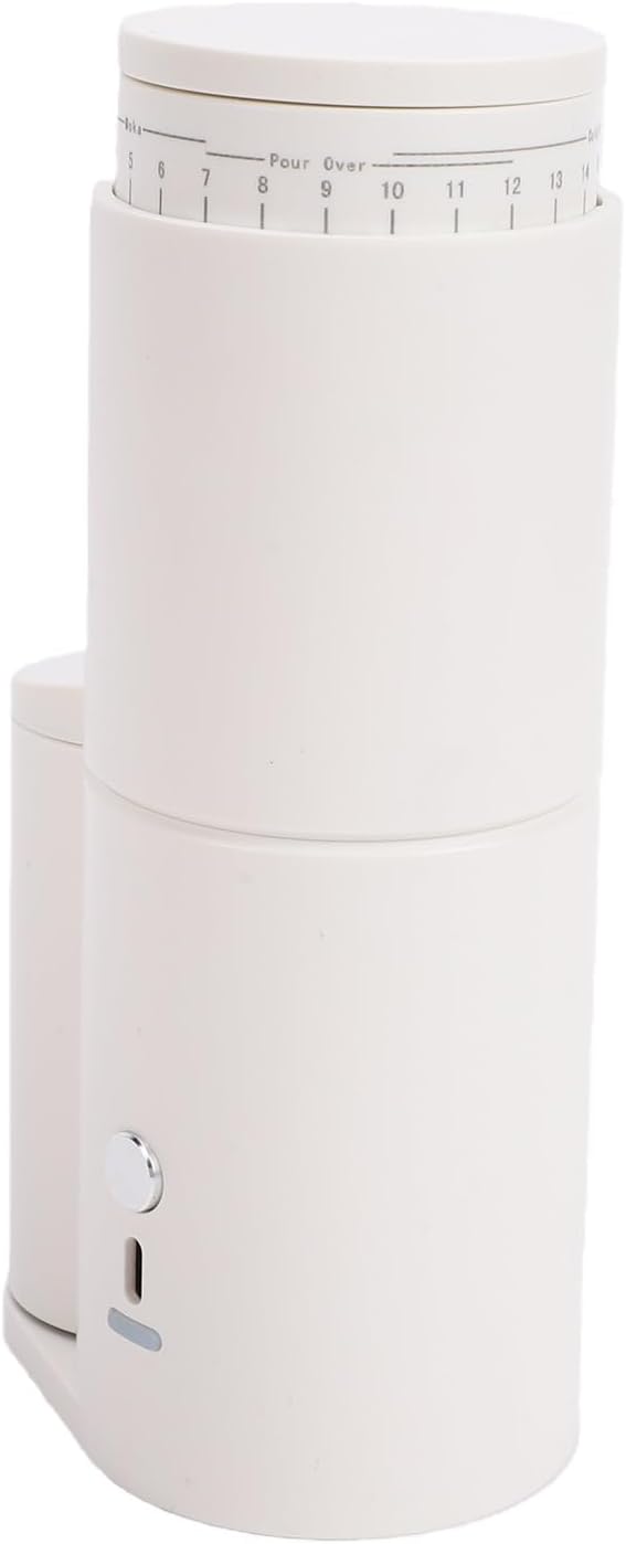 Karlak Electric Coffee Grinder Compact Non Static Grinding Machine for Home Travel 800mAh Battery Stainless Steel (White)