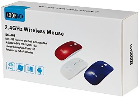 SOON GO Wireless Computer Mouse for Laptop Nltra-Thin USB Cordless Mouse Slim Mice with 3 Adjustable DPI for Laptop Notebook PC White Color