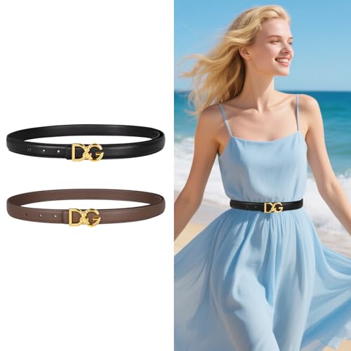 Image of Aurolran Women's Leather Belt with Buckle - Ideal for Dresses, Jeans, and Coats